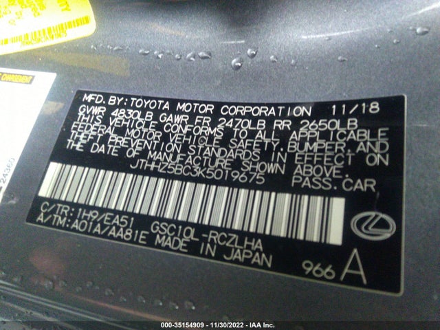2019 Lexus RC, VIN: JTHHZ5BC3K5019675