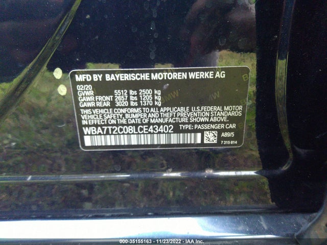 2020 BMW 7 Series, VIN: WBA7T2C08LCE43402
