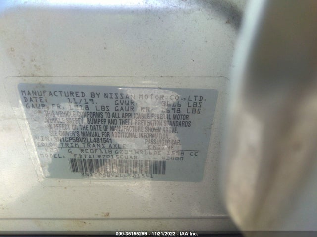 2020 Nissan Kicks, VIN: 3N1CP5BV2LL481541