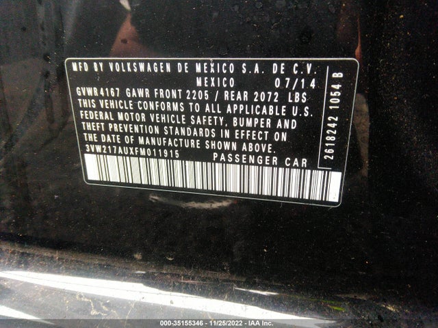 2015 Volkswagen Golf, VIN: 3VW217AUXFM011915
