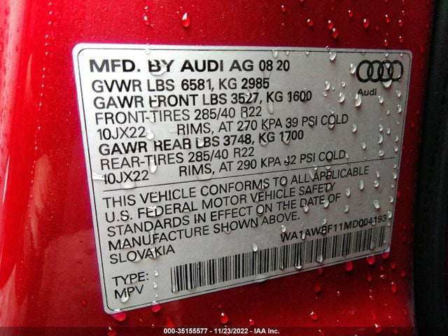 2021 Audi SQ7, VIN: WA1AWBF11MD004193