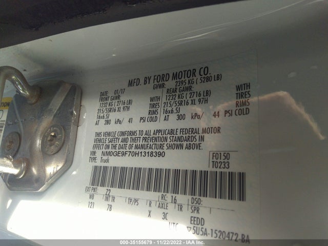 2017 Ford Transit Connect, VIN: NM0GE9F70H1318390