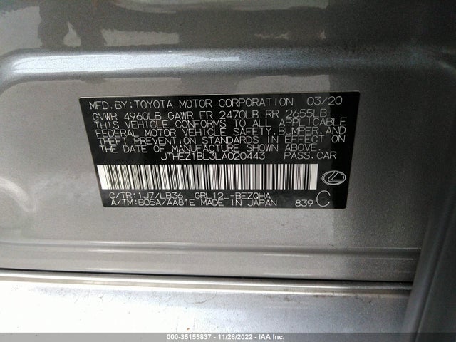 Lexus GS 2020 JTHEZ1BL3LA020443 Image 10