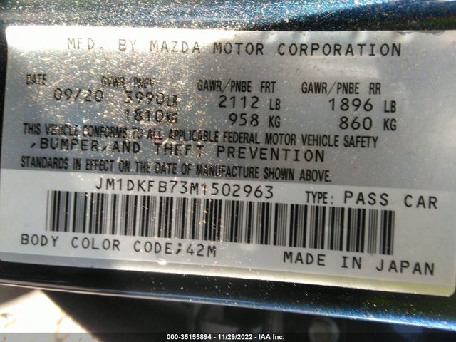 2021 Mazda CX-3, VIN: JM1DKFB73M1502963