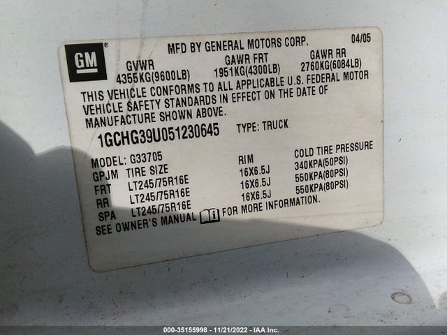 Chevrolet EXPRESS CARGO VAN 2006 1GCHG39U051230645 Image 10