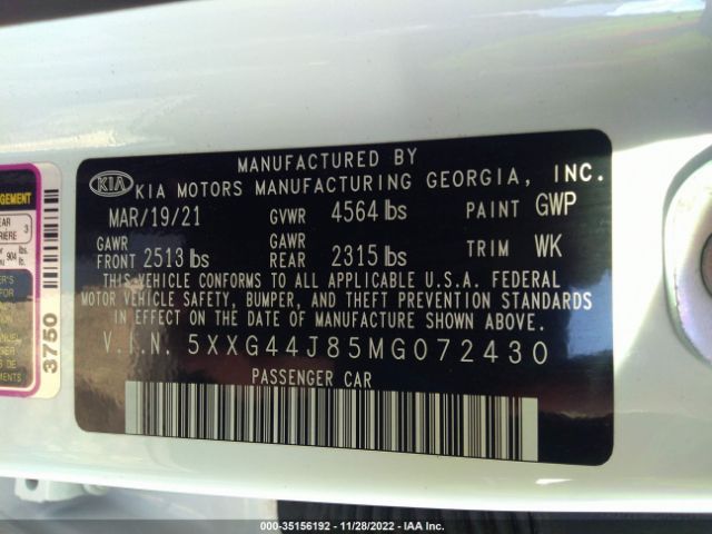 5XXG44J85MG072430 KIA K5 Gt