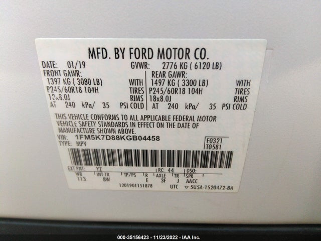 2019 Ford Explorer, VIN: 1FM5K7D88KGB04458