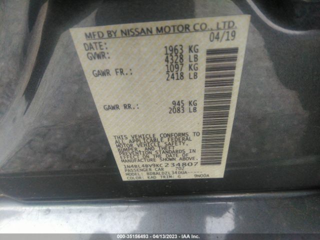 1N4BL4BV9KC234807 Nissan Altima 2.5 S