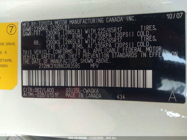2T2HK31U98C083585 Lexus RX 350