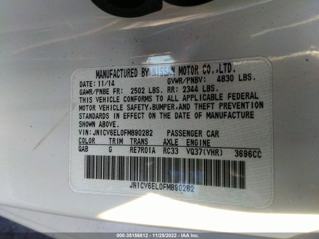 2015 Infiniti Q60, VIN: JN1CV6EL0FM890282