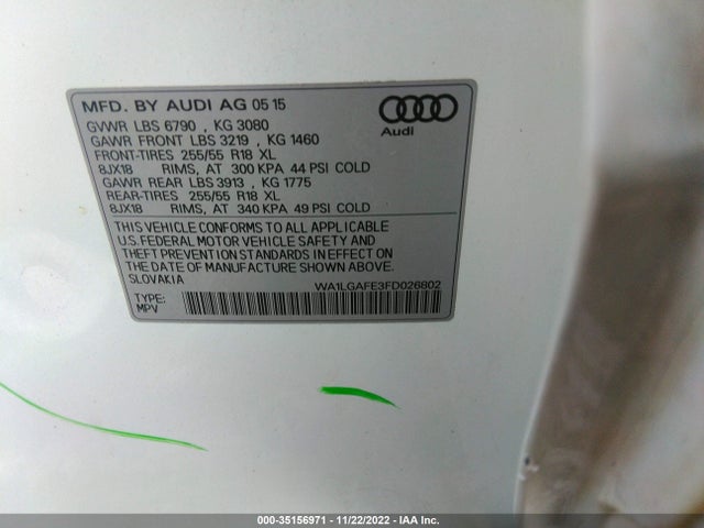 Audi Q7 2015 WA1LGAFE3FD026802 Image 10
