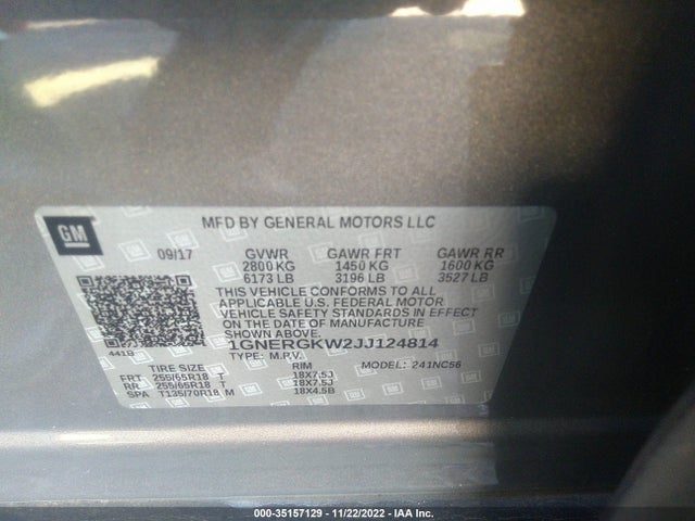 2018 Chevrolet Traverse, VIN: 1GNERGKW2JJ124814