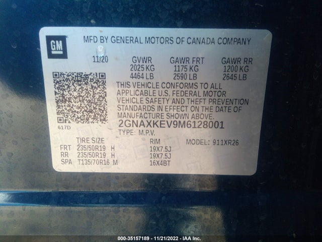 Chevrolet EQUINOX LT 2021 2GNAXKEV9M6128001 Image 9