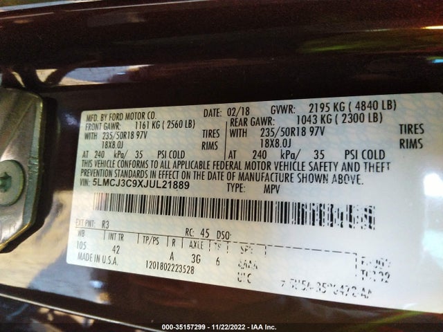 Lincoln MKC 2018 5LMCJ3C9XJUL21889 Image 9