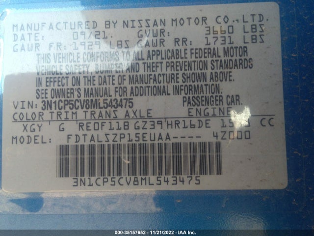 2021 Nissan Kicks, VIN: 3N1CP5CV8ML543475