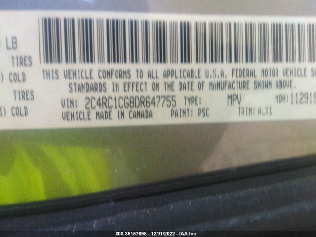 2013 CHRYSLER TOWN & COUNTRY TOURING-L VIN: 2C4RC1CG8DR647755