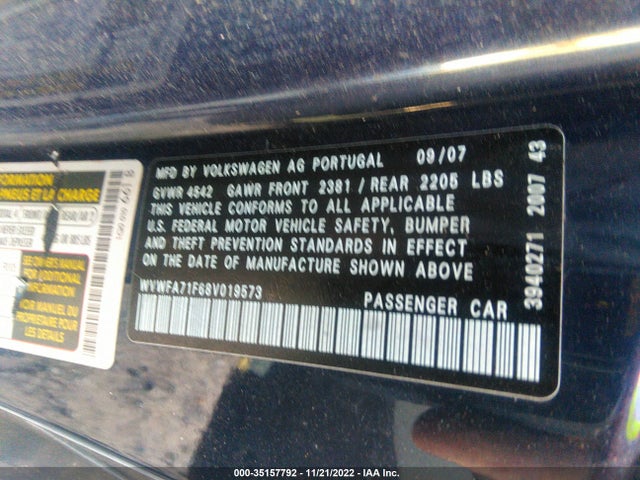 Volkswagen Eos Lux 2008 WVWFA71F68V019573 Image 10