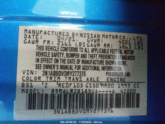 Nissan SENTRA SR 2021 3N1AB8DV0MY277376 Image 9