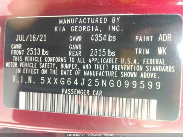 5XXG64J25NG099599 KIA K5 Gt-line