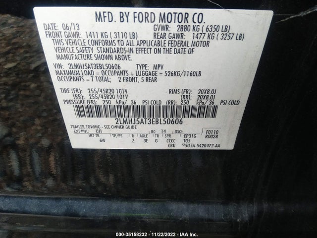 2014 Lincoln MKT, VIN: 2LMHJ5AT3EBL50606