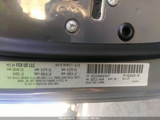 2C3CDZAGXKH674077 Dodge Challenger Sxt