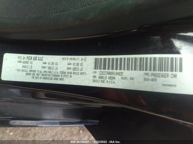 2016 Chrysler 200, VIN: 1C3CCCAB0GN104625