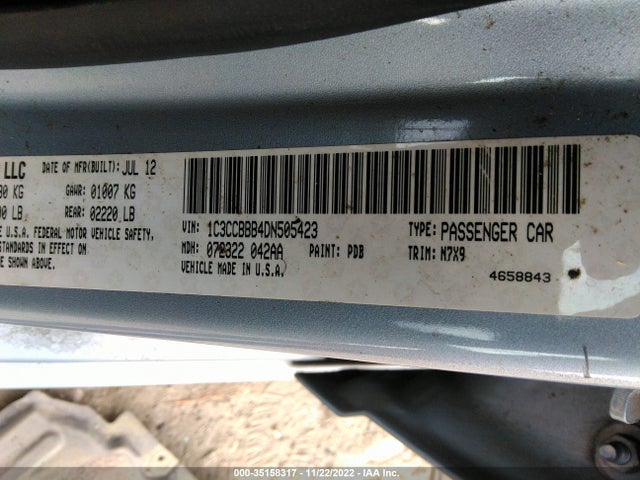 2013 CHRYSLER 200 TOURING VIN: 1C3CCBBB4DN505423