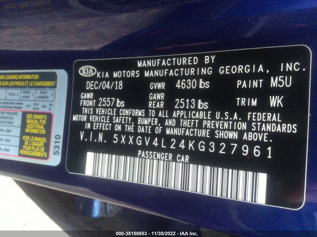KIA Optima 2019 5XXGV4L24KG327961 Image 9
