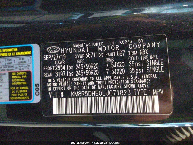 2020 Hyundai Palisade, VIN: KM8R5DHE0LU071823