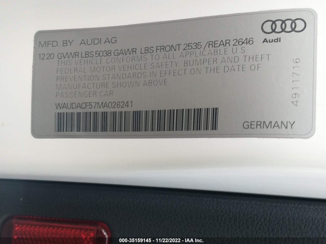2021 Audi A5, VIN: WAUDACF57MA026241