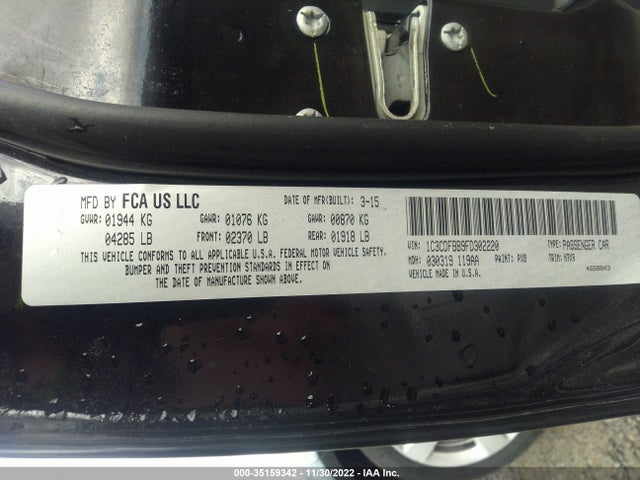 Dodge DART SXT 2015 1C3CDFBB9FD302220 Image 9
