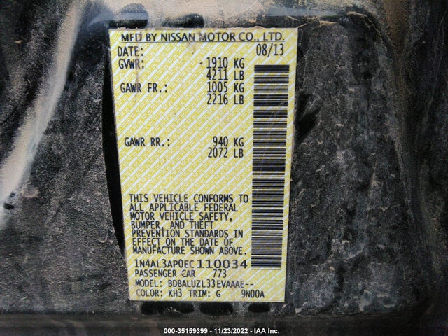 Nissan Altima 2.5 Sv 2014 1N4AL3AP0EC110034 Image 10