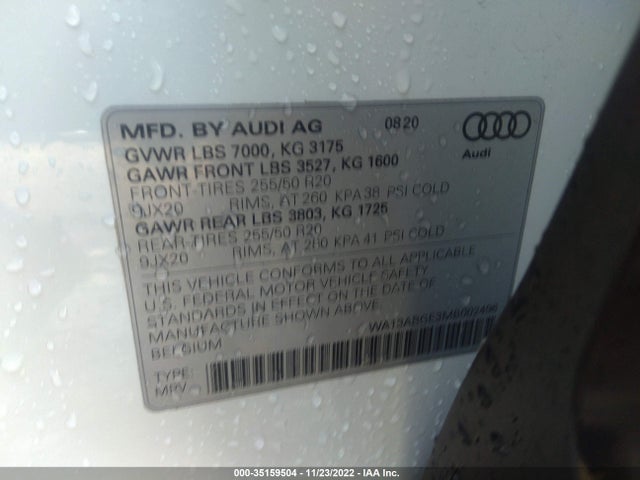 2021 Audi e-tron, VIN: WA13ABGE3MB002496