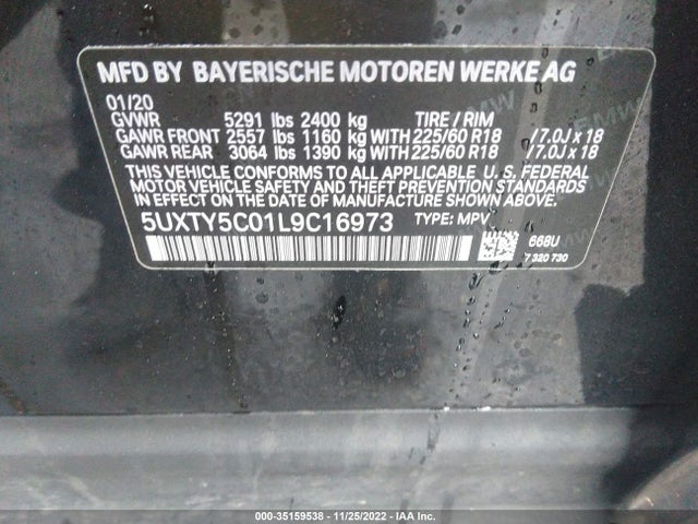 2020 BMW X3, VIN: 5UXTY5C01L9C16973