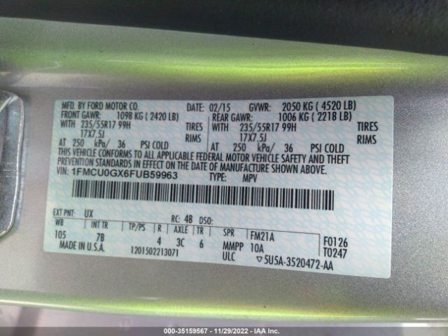 1FMCU0GX6FUB59963 Ford ESCAPE SE