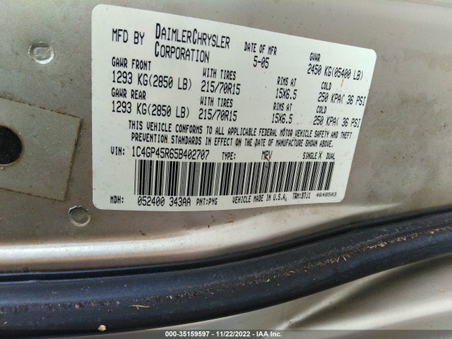 1C4GP45R65B402707 Chrysler Town & Country