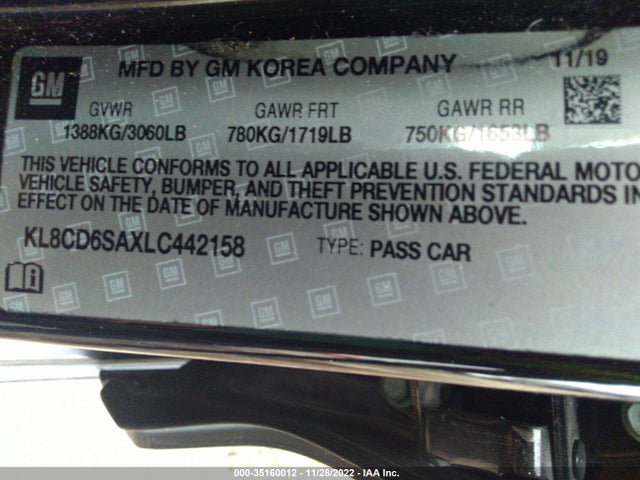 2020 Chevrolet Spark, VIN: KL8CD6SAXLC442158