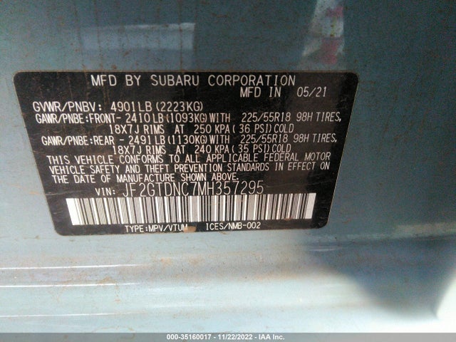Subaru CROSSTREK HYBRID 2021 JF2GTDNC7MH357295 Image 10