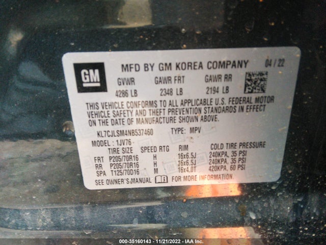 Chevrolet Trax Lt 2022 KL7CJLSM4NB537460 Image 9