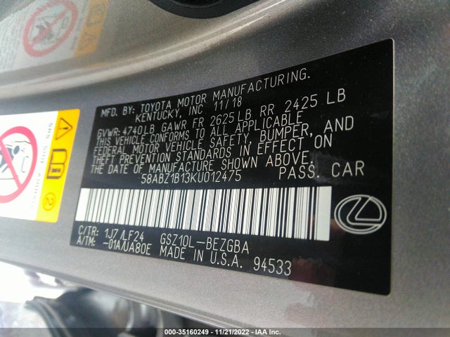 2019 Lexus ES, VIN: 58ABZ1B13KU012475