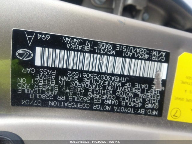 Lexus ES 330 2005 JTHBA30G755061522 Image 10