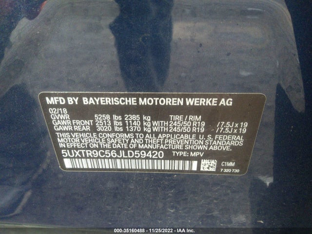 2018 BMW X3, VIN: 5UXTR9C56JLD59420
