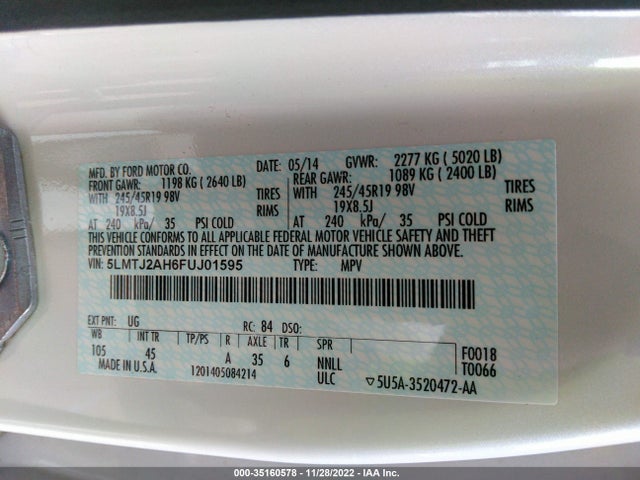 Lincoln MKC 2015 5LMTJ2AH6FUJ01595 Image 9