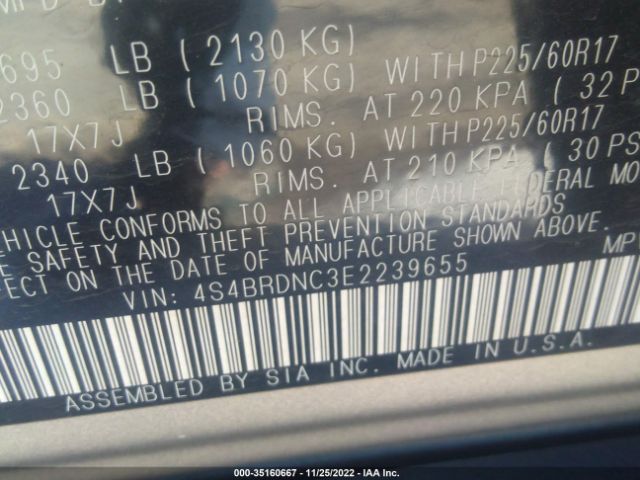 4S4BRDNC3E2239655 Subaru Outback 3.6r Limited