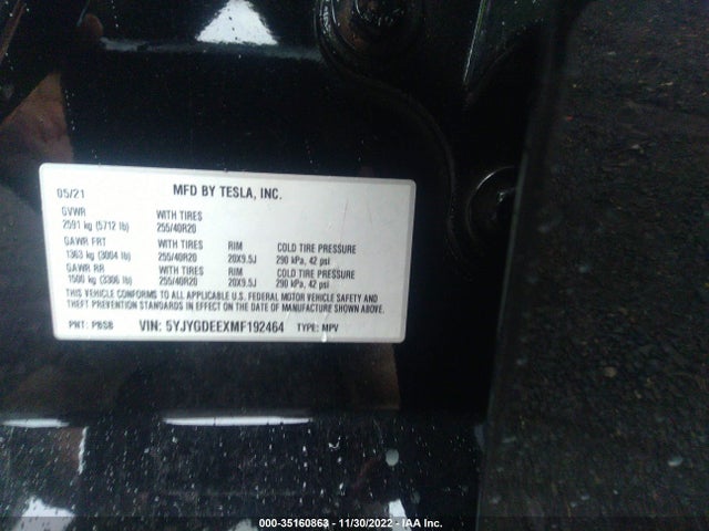Tesla Model Y Long Range 2021 5YJYGDEEXMF192464 Image 9