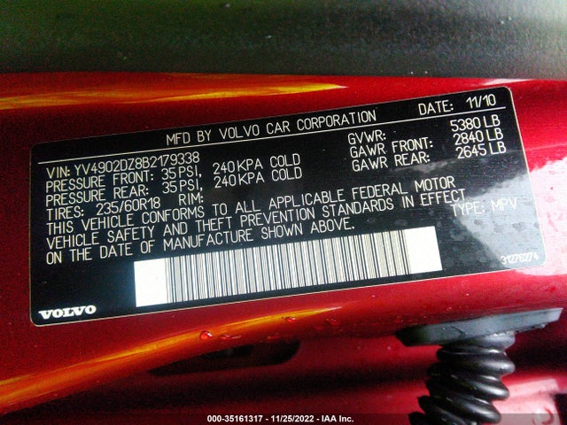 Volvo XC60 2011 YV4902DZ8B2179338 Image 11