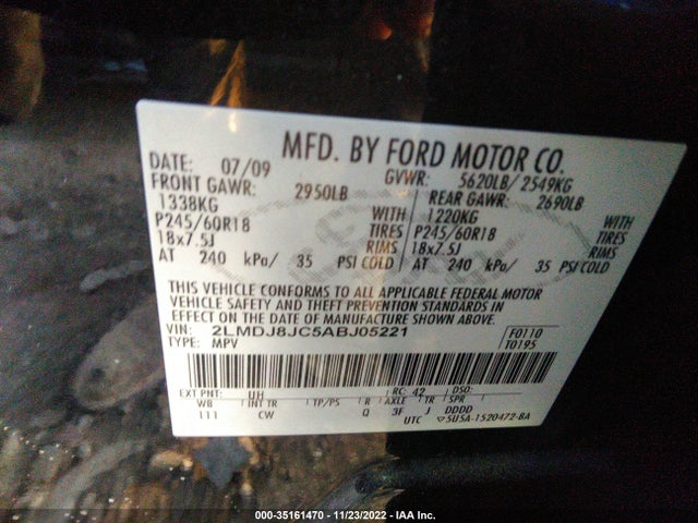 Lincoln MKX 2010 2LMDJ8JC5ABJ05221 Image 10