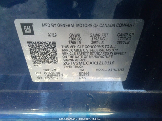 GMC Sierra 1500 Limited Sle 2019 2GTV2MECXK1213118 Image 9