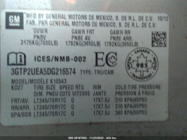 3GTP2UEA5DG216574 GMC Sierra 1500 Sl