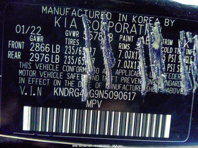 2022 Kia Sorento, VIN: KNDRG4LG9N5090617